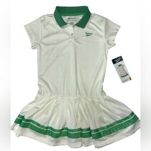 Reebok Girls' Dress Green Chalk Short Sleeve Tennis Pique Polo Size 10